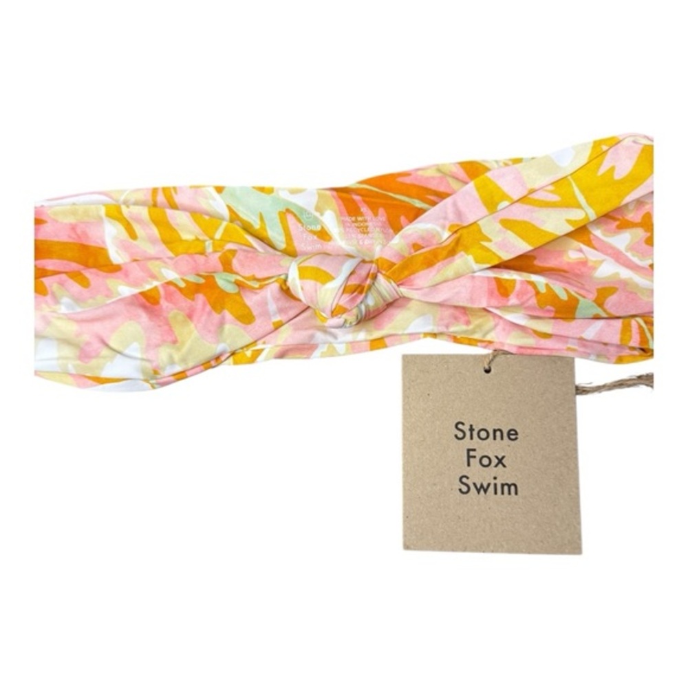 Stone Fox Swim Lele Bandeau Bikini‎ Top in Hot Tropix Print XS NWT - Picture 6 of 11